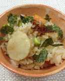 自分でむいた「生ほたて」炊き込みご飯