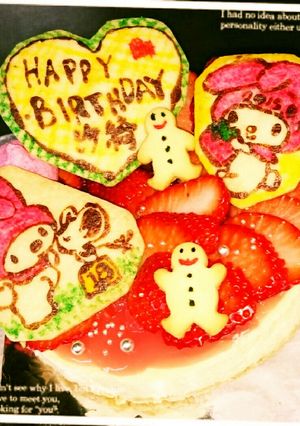 苺としっとりチーズケーキ誕生日ケーキ-レシピのメイン写真