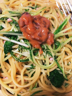 水菜と塩辛のパスタ-レシピのメイン写真