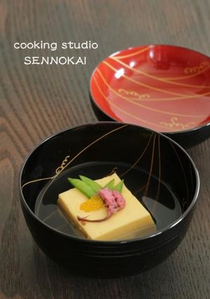 ホタテ風味の卵豆腐に桜の香りの早春椀-レシピのメイン写真