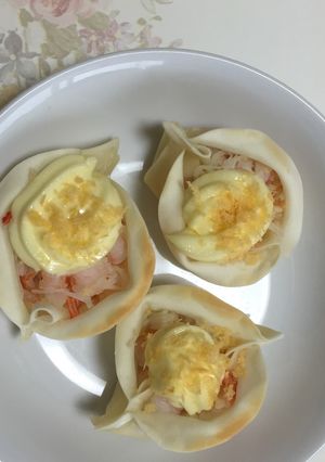 プリプリ海老とカニかまの 餃子のカップる-レシピのメイン写真