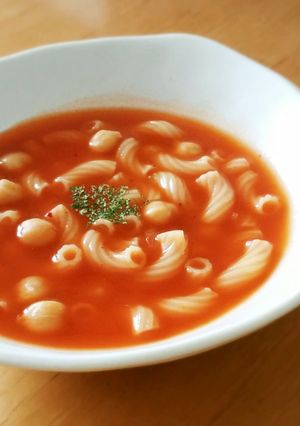 レンジで2分☆マカロニと豆のトマトスープ-レシピのメイン写真
