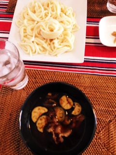 簡単☆休日に☆豚肉とナスのつけうどん-レシピのメイン写真