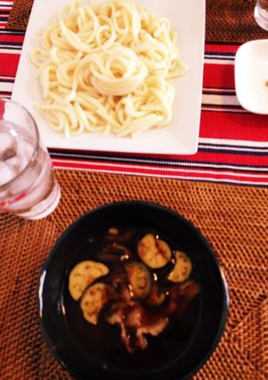 簡単☆休日に☆豚肉とナスのつけうどん-レシピのメイン写真