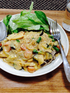 【簡単】お蕎麦のクリームパスタ風-レシピのメイン写真