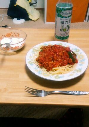 一人ぐらしのミートソースパスタ-レシピのメイン写真