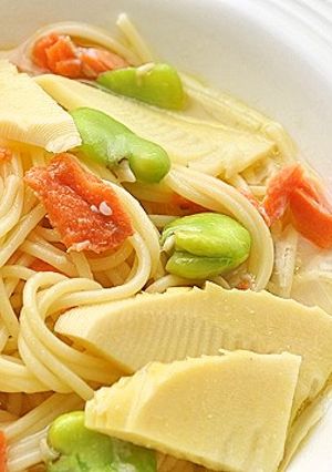 タケノコとそら豆と紅鮭☆春いろパスタ-レシピのメイン写真