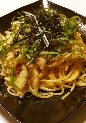 明太子とキノコのパスタ レモン醤油味-レシピのメイン写真