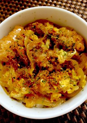 フライパンで作るカツ丼風 鳥のから揚げ丼-レシピのメイン写真