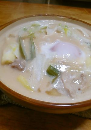 鶏肉と白菜の粕汁鍋焼きうどん-レシピのメイン写真