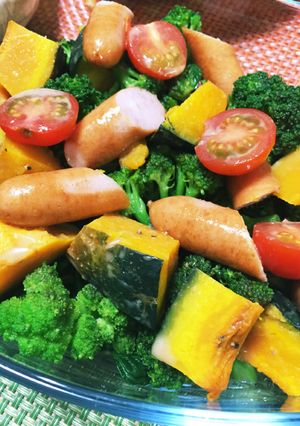 温野菜とソーセージの彩りサラダ、お弁当◎-レシピのメイン写真