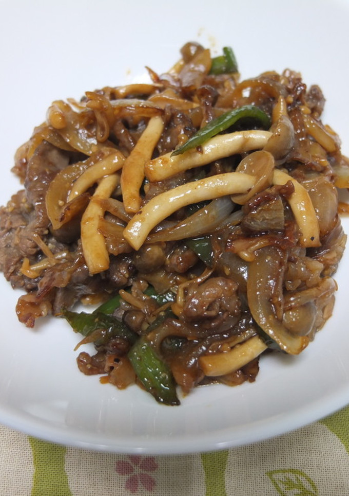 薄切り牛肉ときのこの味噌炒め-レシピのメイン写真