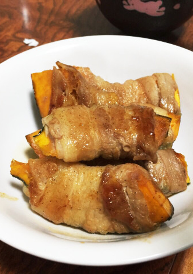 肉巻きかぼちゃの照り焼き☆-レシピのメイン写真