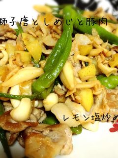 獅子唐としめじと豚肉の塩レモン炒め-レシピのメイン写真