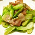 コリコリ食感!アーサイとベーコンの炒め物