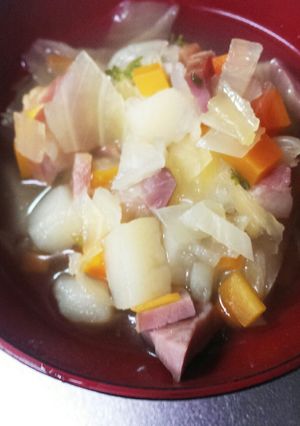 ショルダーハム野菜たっぷりコンソメスープ-レシピのメイン写真