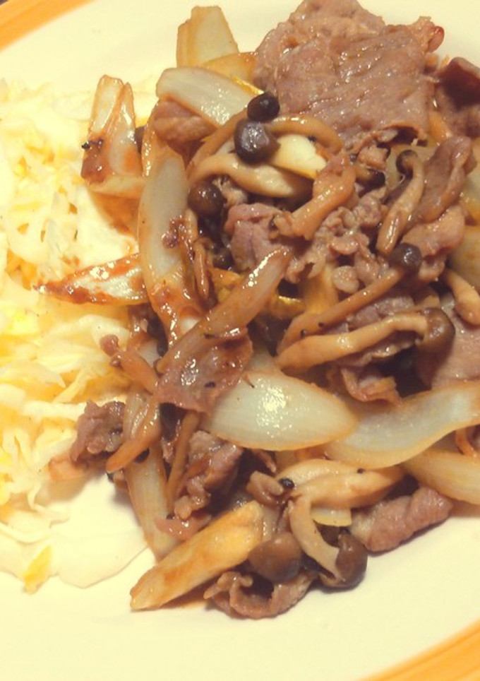 節約！豚と茸玉葱のしょうが焼き炒め-レシピのメイン写真