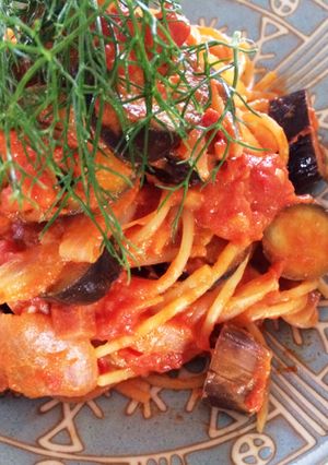 スパムと茄子のトマトクリームパスタ-レシピのメイン写真