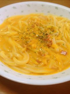 パンプキンスープで濃厚クリームうどん♡-レシピのメイン写真