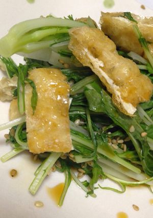 簡単！ヘルシー！水菜と油揚げの温サラダ-レシピのメイン写真