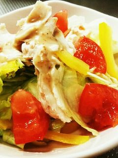 お手軽♪ささみとレタスのゴマドレサラダ☆-レシピのメイン写真