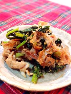 お弁当に!大根菜と豚肉の生姜味噌炒め-レシピのメイン写真