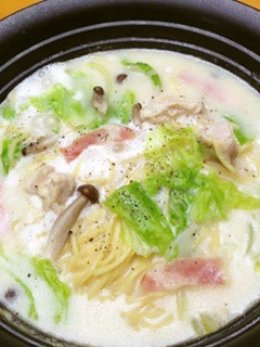 美人レシピ・カルボナーラ風煮込みラーメン-レシピのメイン写真