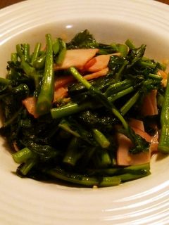 パパっと!菜花とハムの炒め物-レシピのメイン写真