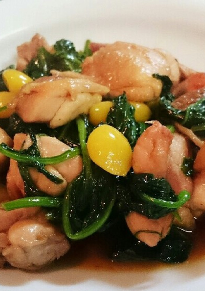 鶏肉とほうれん草の甘辛炒め♪-レシピのメイン写真