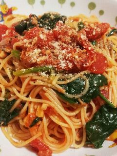 簡単♪ほうれん草とツナのトマトパスタ♡-レシピのメイン写真