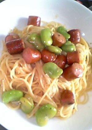 空豆とウインナーのカルボナーラ-レシピのメイン写真