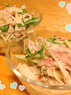簡単٭*水菜と大根とツナのサラダ**-レシピのメイン写真