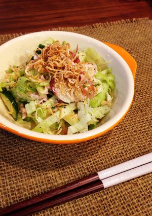 鳥ささみ缶とカリカリじゃこの簡単サラダ☆-レシピのメイン写真