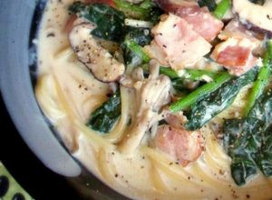 きのことほうれん草のクリームスープパスタ-レシピのメイン写真