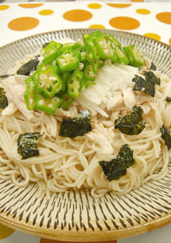 オクラと長いもの冷やしそうめん-レシピのメイン写真