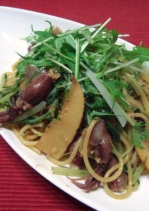 ホタルイカと筍・水菜の和風ペペロンチーノ-レシピのメイン写真