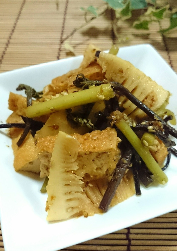 筍わらびツワブキ厚揚げの☆香ばし炒め煮★-レシピのメイン写真