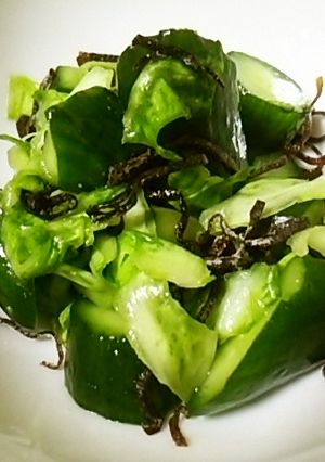 やみつき♡きゅうりとキャベツの塩昆布和え-レシピのメイン写真