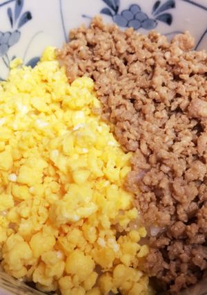 鶏そぼろ丼 すりゴマ入り〜お弁当にも-レシピのメイン写真
