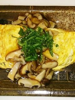 ニラ玉オムレツのキノコあんかけ-レシピのメイン写真