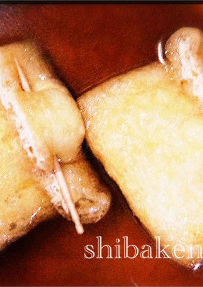 簡単おでん風溶き卵巾着の煮込み 油揚げ-レシピのメイン写真