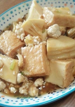 タケノコと絹揚げ豆腐のそぼろ煮-レシピのメイン写真