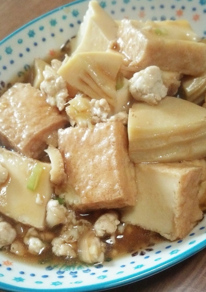 タケノコと絹揚げ豆腐のそぼろ煮-レシピのメイン写真