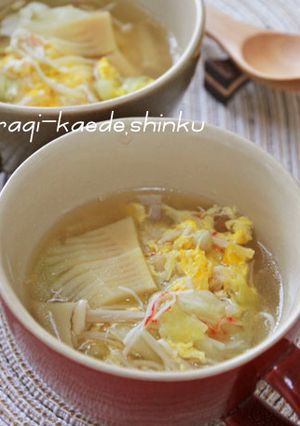 たけのこと春キャベツの中華風卵とじスープ-レシピのメイン写真