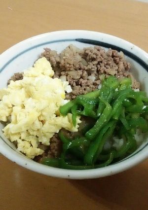 ピーマン大好き一家の３色丼-レシピのメイン写真