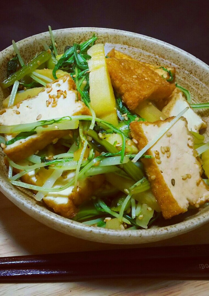 厚揚げと野沢菜、沢庵のポン酢炒め-レシピのメイン写真