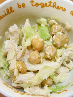 鶏ささみとキャベツとひよこ豆のマヨサラダ-レシピのメイン写真