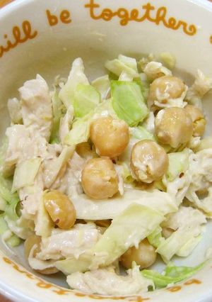鶏ささみとキャベツとひよこ豆のマヨサラダ-レシピのメイン写真