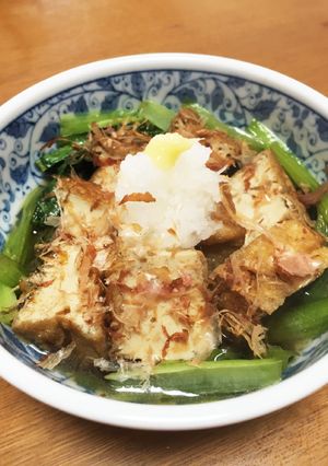 小松菜と厚揚げの煮浸し生姜風味。-レシピのメイン写真