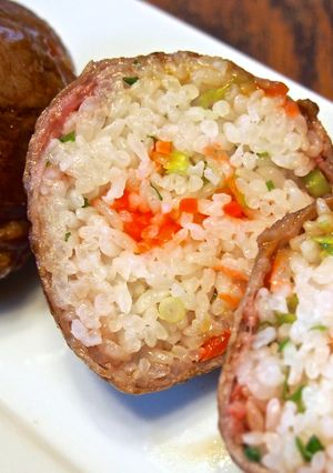 「生姜風味の牛肉巻」おにぎり-レシピのメイン写真
